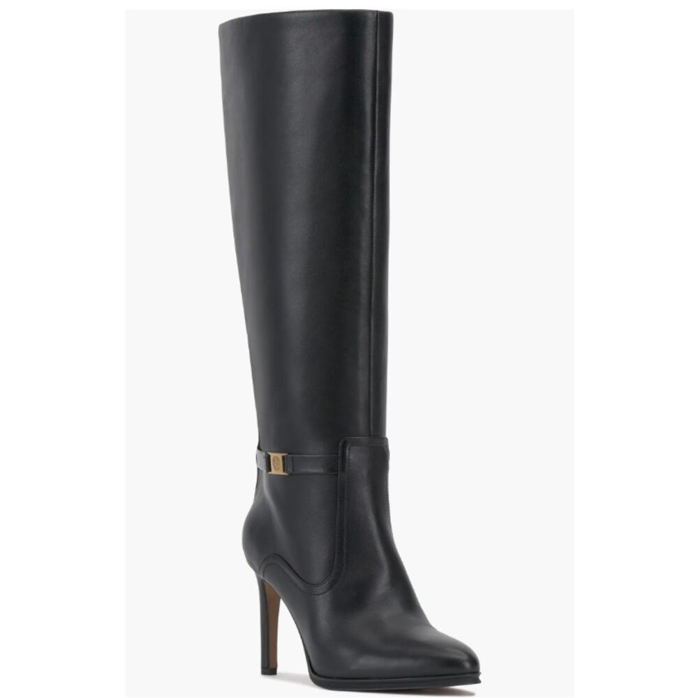 Vince Camuto Black Knee-High Leather Heeled Boots